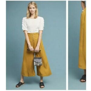 Linen wide-leg pants yellow by Anthropologie NWT